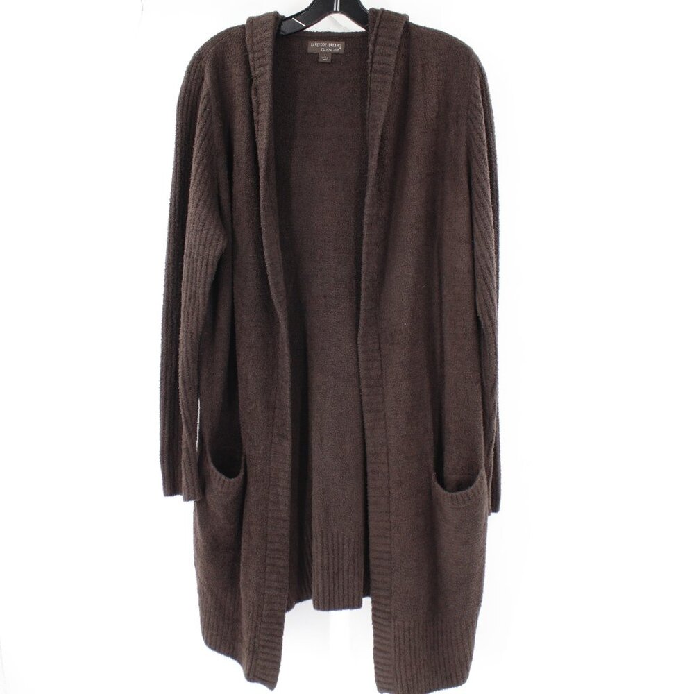 Barefoot Dreams Cardigan Womens Large CozyChic Lite Long Hooded Pockets